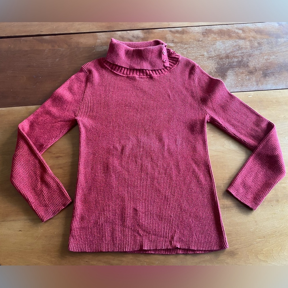 100% Cotton Ribbed Rust Orange Turtleneck Preppy Academia Natural Fiber Autumn